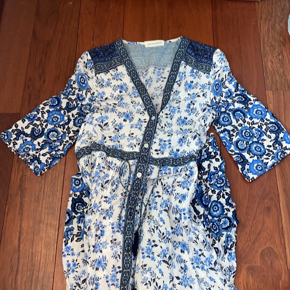 Blue and white floral maxi sundress